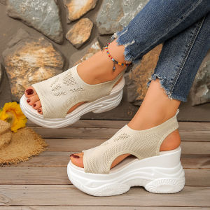 [Free Shipping] Plus-Size Wedge-Heel  Sandals For Women 2026 Summer New Style Fashionable And Casual Thick-Soled Sandals