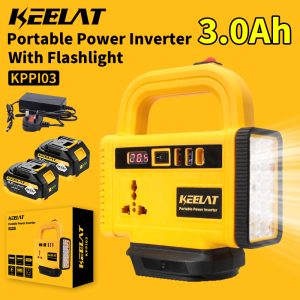 KEELAT 150W Battery Inverter with LED Flashlight AC Socket USB Output Portable Power Converter for Camping Emergency Use