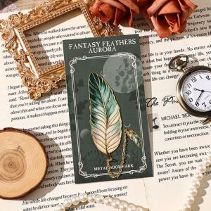 GIORGIONE STORE Vintage Vintage Feather Bookmark Feather Gold Stamped Book Page Marker Gift Brass Book Page Divider Office Stationery