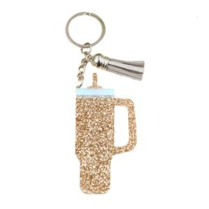 Stylish Keychain with Fringe Fashionable Cup Shape Bag Accessory Key Adornment Backpack Pendant Gift for Cup Lovers
