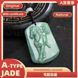 TIMESWIND สร้อยคอที่มีใบรับรองผู้ชายสีเขียวเกรดม้าหยกที่ประสบความสำเร็จ