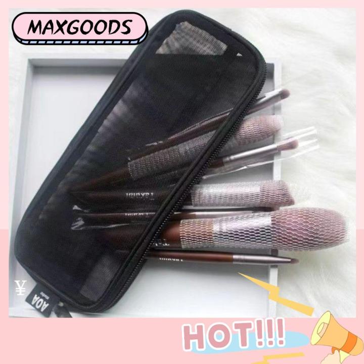 MAXG Mesh Makeup Brush Bag Travel Organizer Women Beauty Tools Wash Storage Bag  Multipurpose Cosmetic Toiletry Bag