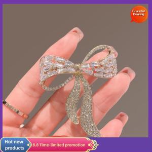 Graceful Bow Tie Rhinestone Brooch Female Simple Personality Fashion Pin Suit Anti-light Corsage Jewelry Gift