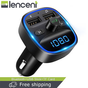 LENCENT Bluetooth FM Transmitter Wireless Radio Adapter Car Kit with Dual USB Charging Car Charger MP3 Player Support TF Card & USB Disk
