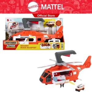 Matchbox Action Drivers Rescue Helicopter16-in Large-Scale Helicopter With 1:64 Scale Die-Cast Toy Ambulance