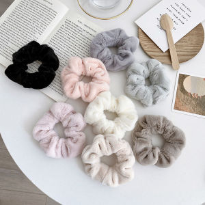 4Pcs/set Women Plush Scrunchie Elastic Handmade Hair Band Bun Ponytail Holder Fashion Hair Accessories