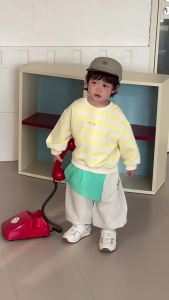 Baby Autumn Clothes 2026 Childrens clothing set for autumn boys striped sweatshirt and sweatpants two-piece set