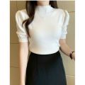 Áo thun cổ lọ tay ngắn nhún vai NHIỀU MÀU SIÊU SANG CHẢNH DỄ PHỐI ĐỒ 111C. 