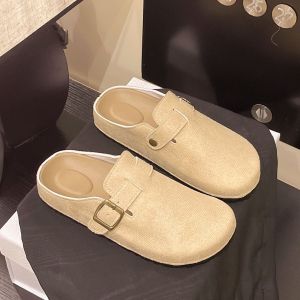 [Free Shipping] Retro-Style WomenS Slip-On Sandals New Casual Outdoor Wear Easy-To-Wear With Hidden Heel For Added Height And A Closed-Toe Design