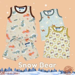 Paket Baju Bayi Setelan Singlet Kutung Anak Ridges 3pcs Snow Bear / Setelan Bayi Kutung / Setelan Bayi Anak Laki-Laki atau Perempuan / Baju Bayi adem / Baju Santai Anak