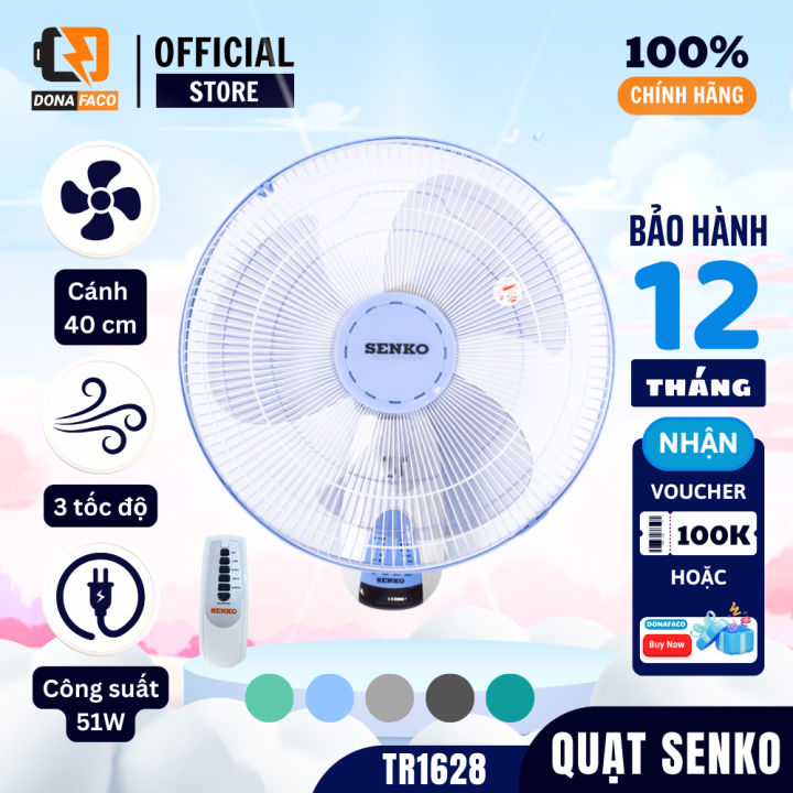 Quạt treo tường điều khiển từ xa Senko TR1628 có remote công suất 47w 3 ...