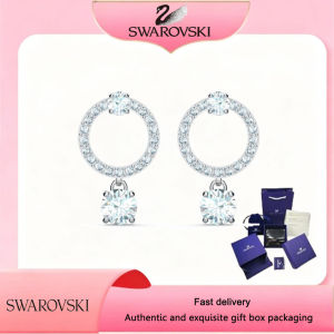 【Official Store】SWAROVSKI New S925 Sterling Silver white diamond Attract Circle Pierced Earrings The best gifts for your girlfriend or best friend on Valentines Day or birthday