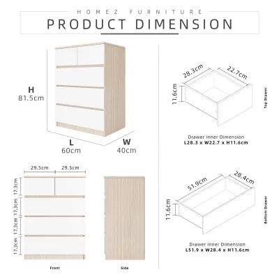 KitchenZ 5 Layers Chest Drawer with Large Drawer Storage Space-HMZ-FN-CD-7002/7012