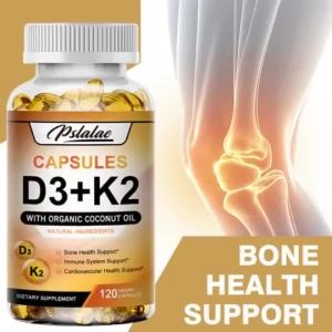 Pslalae Vitamin D3 + K2 with Organic Coconut Oil for Bone Health Support and Cardiovascular Health Support - 30/60/120 count