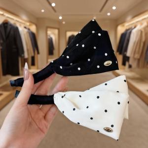 MillionGrid Hàn Quốc Phong Cách Cao End Polka Dot Cánh Chuối Clip Phụ Nữ Của Phụ Nữ Tóc Satin Vải Clip Tóc Cho Phụ Nữ Trở Lại Của Đầu