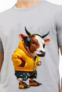 Kaos Pria 3 Dimensi Motif Animasi Sapi Tshirt Oblong Katun 24s H0527 By Hans & co