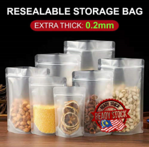 Beg Boleh Zip Food Grade Plastic Bag Ziplock Matte Translucent Zip Bag Beg 1Pcs Zipper Zip Lock Storage/Packaging