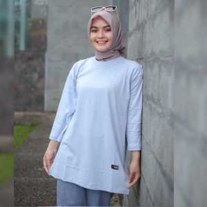 Terlaris Kaos Basic Kaos Oversize Panjang Lengan 7/8 Belah Pinggir Kaos Forever Kaos Wanita Dewasa Atasan Muslimah Jumbo Hijab Style Katun 24s / ARELS ID
