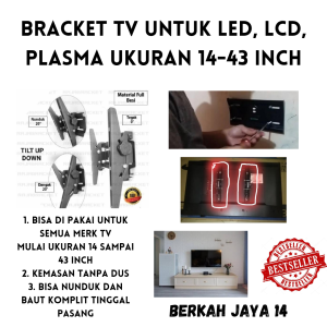 BRACKET TV UKURAN 14 HINGGA 43 INCH TERMURAH TANPA KARDUS BREKET BRAKET BRIKET LED LCD PLASMA FLAT PANEL DISKON TERLARIS BERKUALITAS