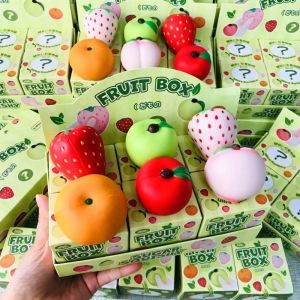 2026 Simulated Fruit Stress Ball Squeeze Toy 6 Pcs Squishy Blind Box Slow-Rising Squishy ADHD Stress Relief Fingertip Toy Mystery Box Gift