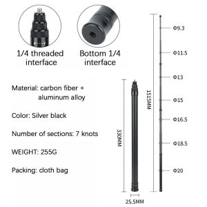 3M/1.5M Ultra-Long Carbon Fiber Camera Extension Stick Invisible Selfie Stick Portable For Insta360 X4 X3 One X2