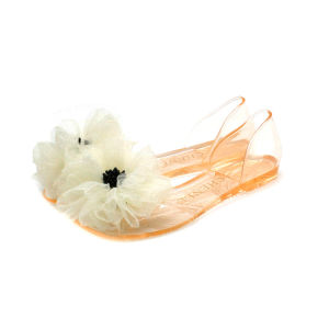 Free Shipping Crystal Shoes Flat Transparent Peep-Toe Sandals For Women Fashionable Peony Flower Design Lightweight And Breathable Jelly Shoes