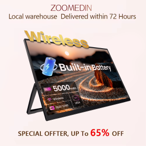 【Local Warehouse 】ZOOMEDIN 15.6/18.5/21.5/23.8 FHD Wireless & Built-in Battery Version Portable Monitor Professional Level E-Sports And Designer Level Color Rendering Laptop Extender Monitor for PS5/4 Xbox Switch Phone PC.