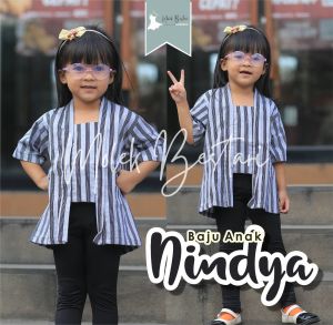 Atasan Model Kutubaru Anak Perempuan Paud TK SD SMP Motif Lurik Modern Lengan Pendek