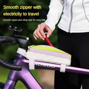 GONGL Polyester Bike Top Tube Bag Waterproof Storage Bike Front Beam Bag Bike Phone Bag Large Capacity Bicycle Frame Pouch Cycling Equipment