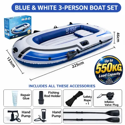 【COD】Inflatable Fishing Boat 2/3 Person Thick Kayak Canoe Rubber Boat EXPLORER 200/300 for Adults