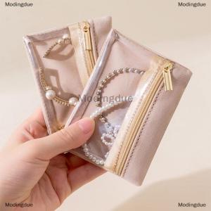 [COD] Modingdue กล่องเครื่องประดับกำมะหยี่แบบพกพาต่างหูสร้อยคอแหวนเครื่องประดับเล็กๆกระเป๋าซิปกระเป๋ากันน้ำกันฝุ่นสำหรับเดินทาง