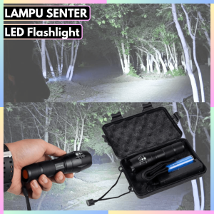 FAST DELIVERY TaffLED Senter LED Zoom Super Terang Mini Outdoor Flashlight with Baterai and Charger