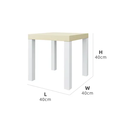 KitchenZ 1.3FT Side Table Wood White/Natural Oak Meja Sisi (40x40x40cm) - 1909