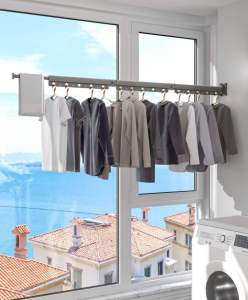 Retractable Clothes Towel Drying Rack Balcony Indoor Folding Wall Mounted Hanger Telescopic Rotation