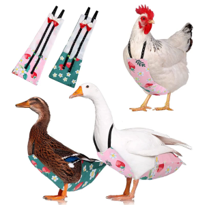 Pet Diaper-Nappy Poultry Clothes for Goose Duck Hen Chicken Fashionable Cute Print Elastic Shoulder Straps Pets Clothes