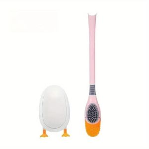 แปรงขัดโถส้วมรูปเป็ด พร้อมที่จับ ซิลิโคนและขนแปรงแข็ง แปรงทำความสะอาดโถส้วม ชุดแปรงทำความสะอาดโถส้วม