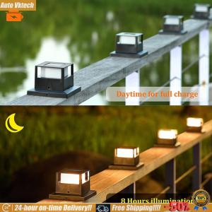 [Auto Vktech] Solar Powered Post Light IP54 Waterproof Special Column Patio Fence Gate Street Lamp LED Courtyard Landscape Lantern