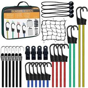 Motorcycle Cargo Tie Down Straps Bungee Cords Elastic Ropes Metal Hooks Anti Slip Rubber Coating For Secure Transport