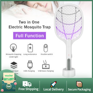 24 hours deliver 2 in 1 Mosquito Insects Zapper USB Rechargeable Electric Fly Swatter Mosquito Racket For Home Camping Travel