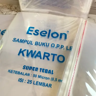 SATU PACK ( 50 LEMBAR ) Sampul Plastik OPP Buku Tulis Kwarto Eselon 50 Micron