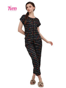 Bộ dài nữ ngắn tay B680 Tvm Luxury Homewear chất liệu satin