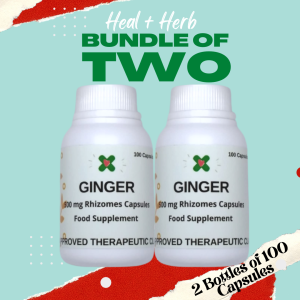 Organic Ginger Capsules (BUNDLE OF TWO 100 Capsules) Contains Gingerol Pain Reliever Joint Support Anti- inflammatory
