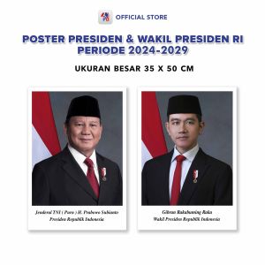 Foto Presiden Dan Wakil Presiden Indonesia 2024 - 2029 Prabowo – Gibran Ukuran Besar 35x50 Poster Presiden / Pustaka Baru Press - PB