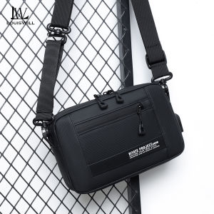 LouisWill Fashion Mens Bag Shoulder Bag Handbag Large Capacity Leisure Bag With USB Hole Waterproof Film Crossbody Bag Portable Messenger Bags Anti-Scratch Bag Sling Bag