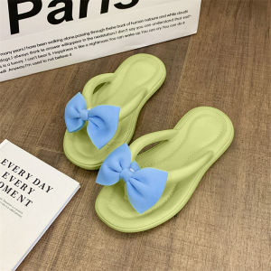 QXshop ฮิต รองเท้าแตะแฟชั่น รองเท้าแตะโบว์ รองเท้าแตะผู้หญิง ทรงหูหนีบสุดสวยติดโบว์โทนสีสดใสอันใหญ่ๆมาให้ รองเท้าพื้นหนา1นิ้วทรงอวบสวย