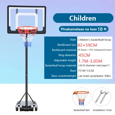 Standard Basketball Hoop Set For Teenagers and Adults Basketball ring and board set Height-adjustable 10FT Outdoor basketball court Basketball ring with stand 10ft