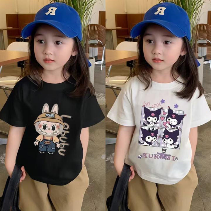 Kids Tshirt Labubu And Kuromi Printed T Shirt Short Sleeve For