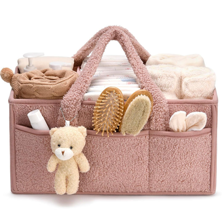 Diaper Caddy Organizer, Portable Nursery Storage Basket Gift for