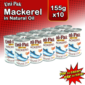 Uni-Pak Mackerel in Natural Oil 155g set of 10