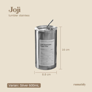 (FREE Sedotan & Sikat) JOJI Tumbler Stainless Steel Coffee Tea 360ml 600ml Aesthetic Botol Minum Kopi Teh Gelas Cup Estetik Simple Elegant Cangkir FREE Sedotan FREE Sikat Sedotan
